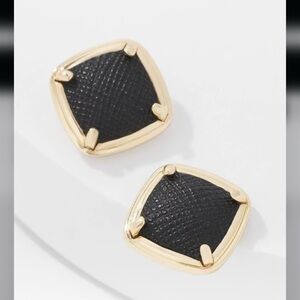 WHBM black textured leather stud earring
